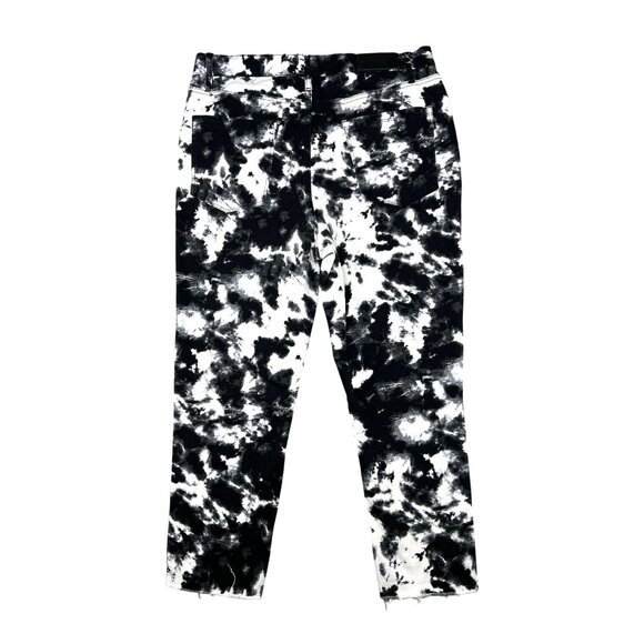 Karl Lagerfeld Tie-Dye Black & White Skinny Jeans Womens Size 12 Frayed Hem - Picture 14 of 14